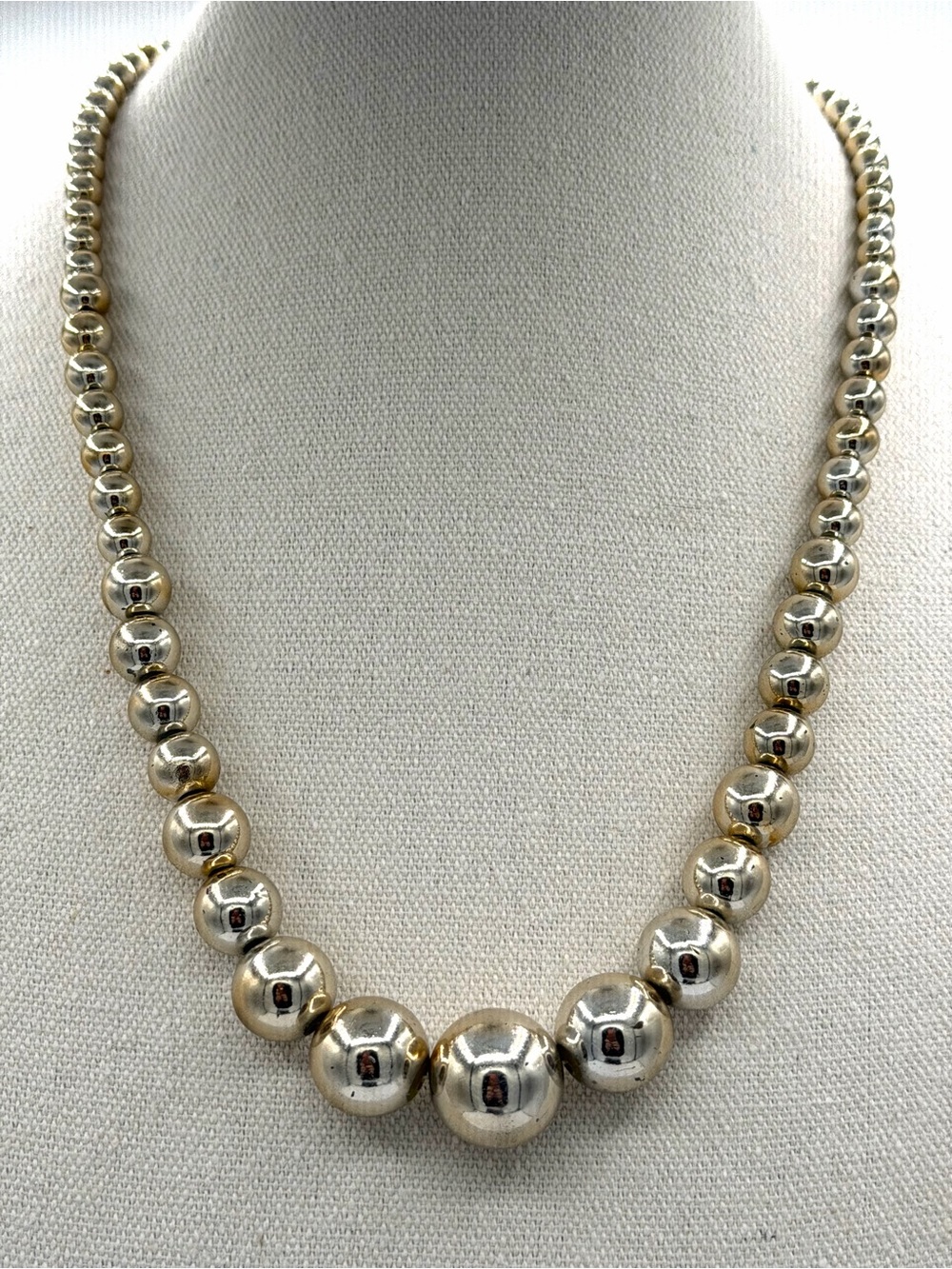 Vintage 60s-80s Vermeil Gold Over Silver Acrylic Beaded Box Clasp Necklace